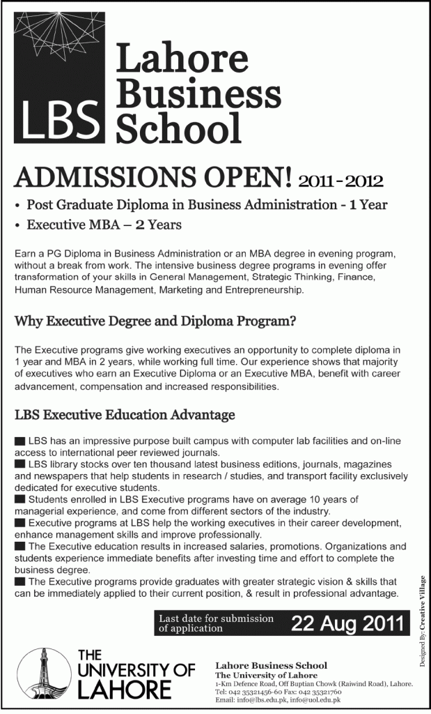 DBA & MBA Admission in Lahore Business School