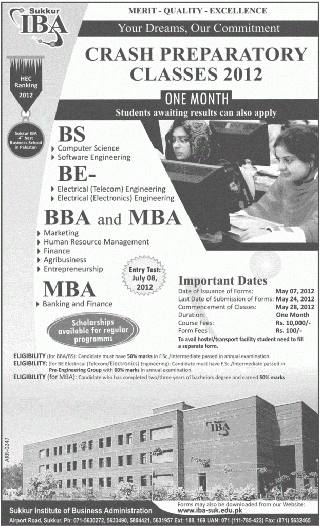 IBA Sukkur- BBA BS MBA and BE Admission 2012