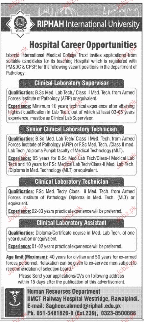 Clinical Laboratory Supervisor Job Opportunity