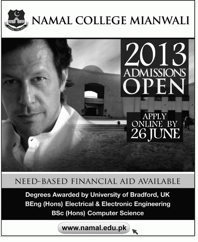 Namal College Admissions Fall 2013 Entry Test